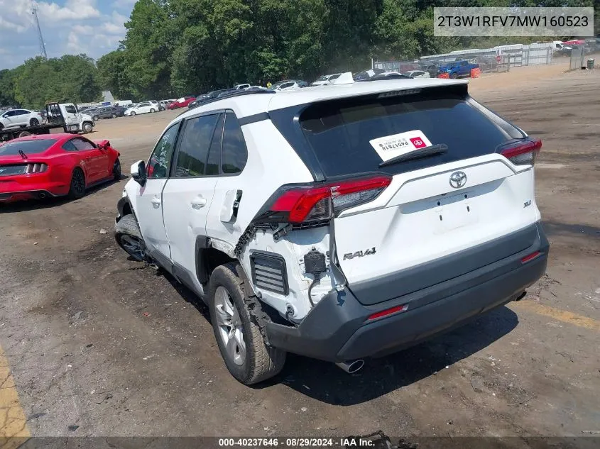 2021 Toyota Rav4 Xle VIN: 2T3W1RFV7MW160523 Lot: 40237646