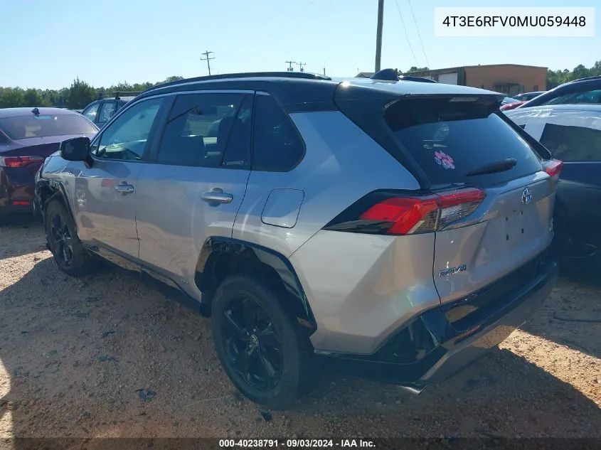 2021 Toyota Rav4 Hybrid Xse VIN: 4T3E6RFV0MU059448 Lot: 40238791