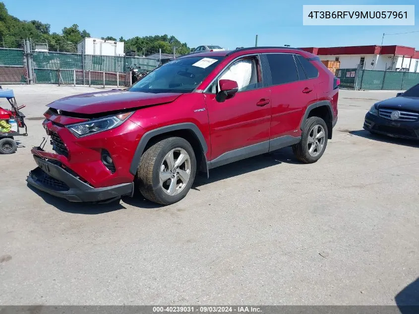 2021 Toyota Rav4 Hybrid Xle Premium VIN: 4T3B6RFV9MU057961 Lot: 40239031