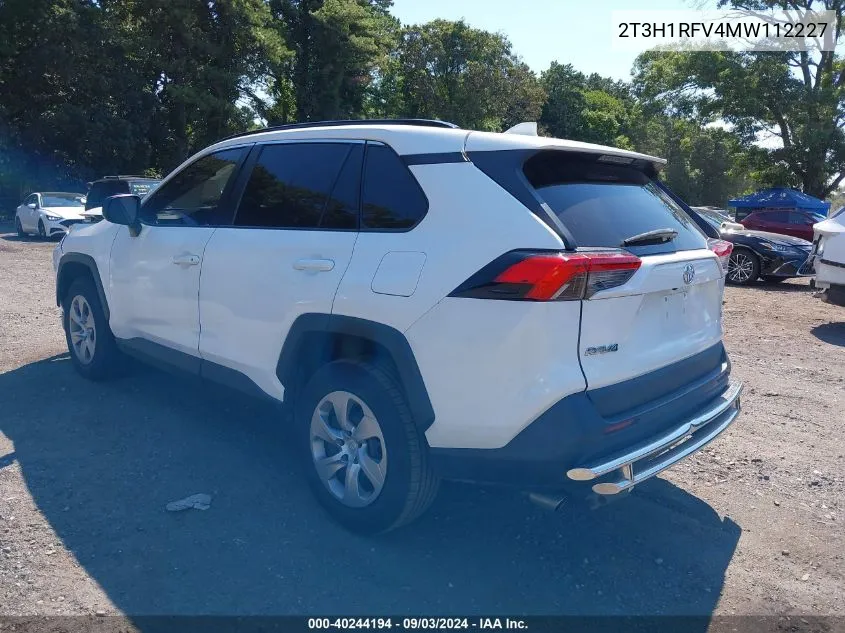 2021 Toyota Rav4 Le VIN: 2T3H1RFV4MW112227 Lot: 40244194