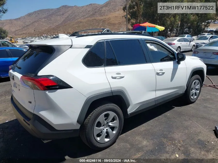 2021 Toyota Rav4 Le VIN: 2T3H1RFV1MW177522 Lot: 40246116