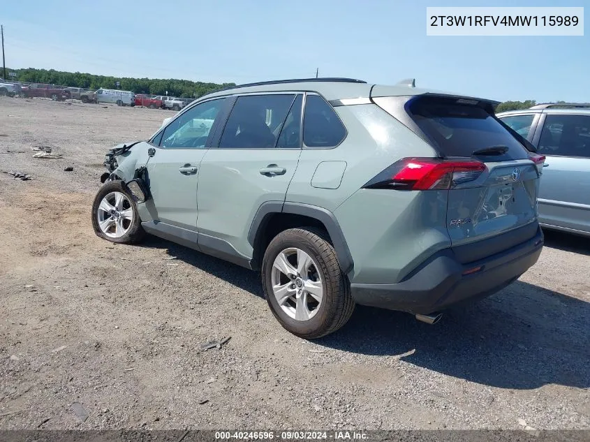 2021 Toyota Rav4 Xle VIN: 2T3W1RFV4MW115989 Lot: 40246596