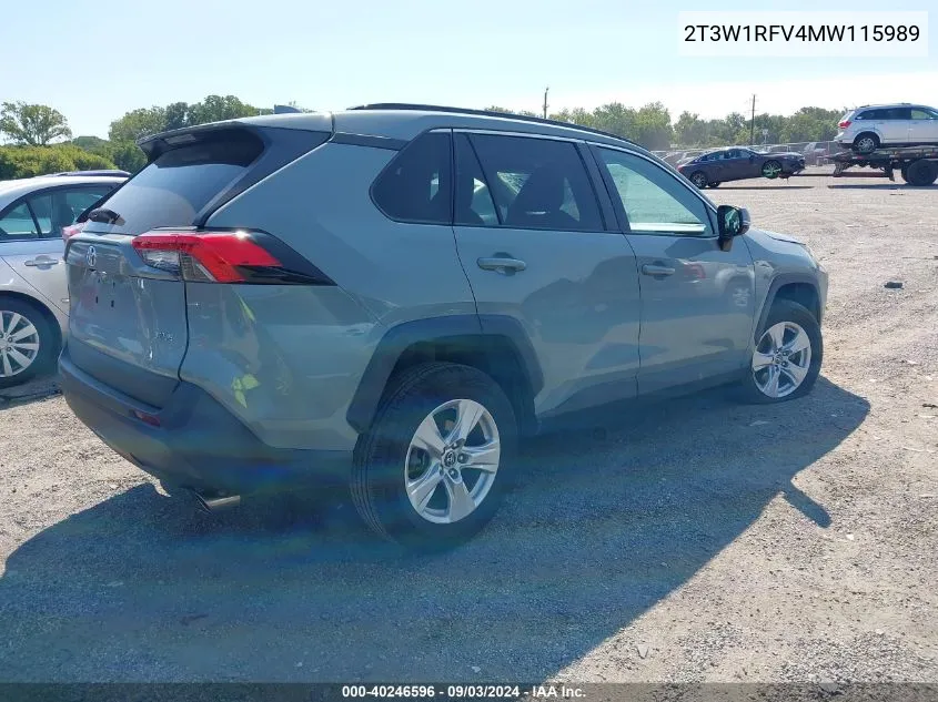 2021 Toyota Rav4 Xle VIN: 2T3W1RFV4MW115989 Lot: 40246596