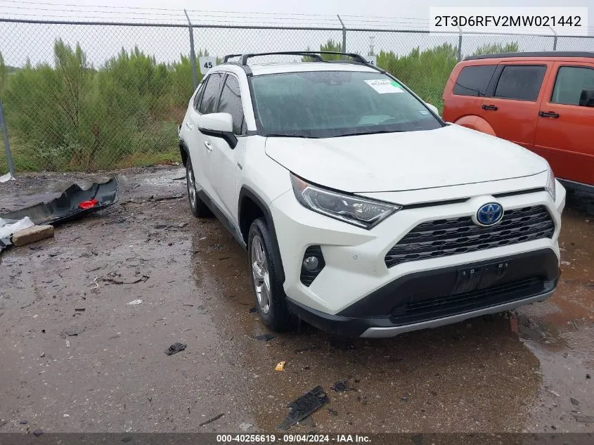 2T3D6RFV2MW021442 2021 Toyota Rav4 Hybrid Limited