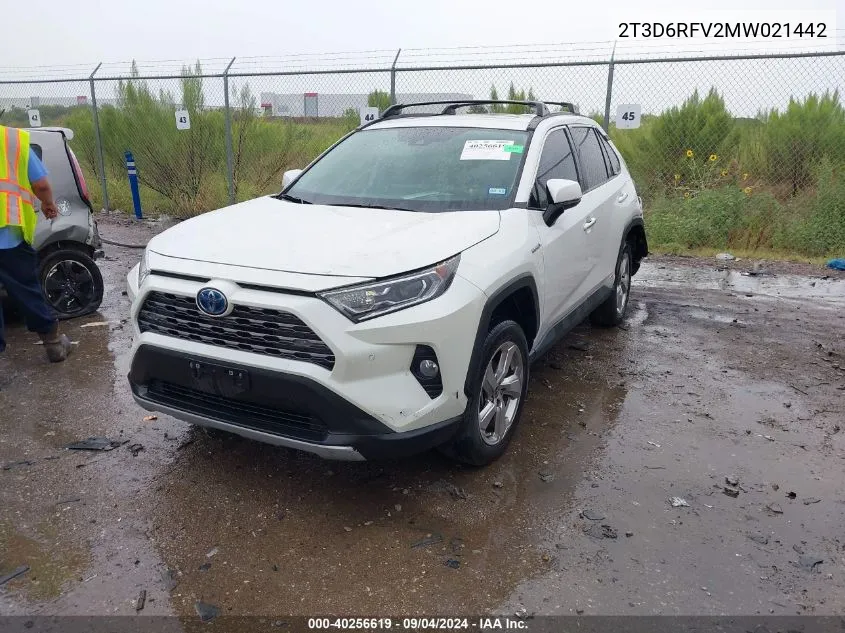 2021 Toyota Rav4 Hybrid Limited VIN: 2T3D6RFV2MW021442 Lot: 40256619