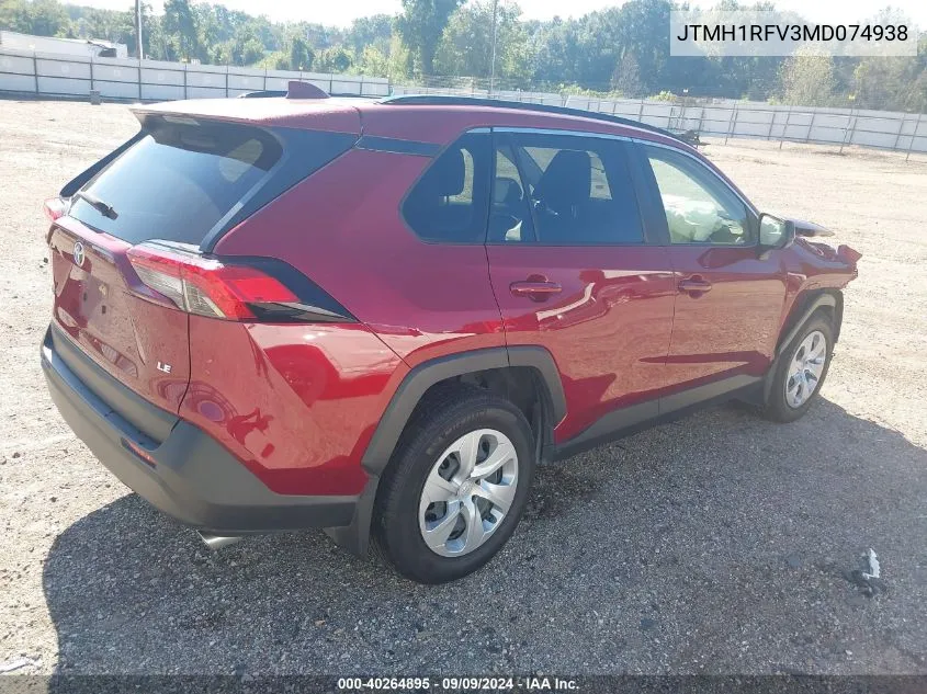 2021 Toyota Rav4 Le VIN: JTMH1RFV3MD074938 Lot: 40264895