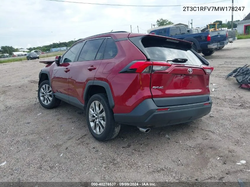 2021 Toyota Rav4 Xle Premium VIN: 2T3C1RFV7MW178247 Lot: 40278537