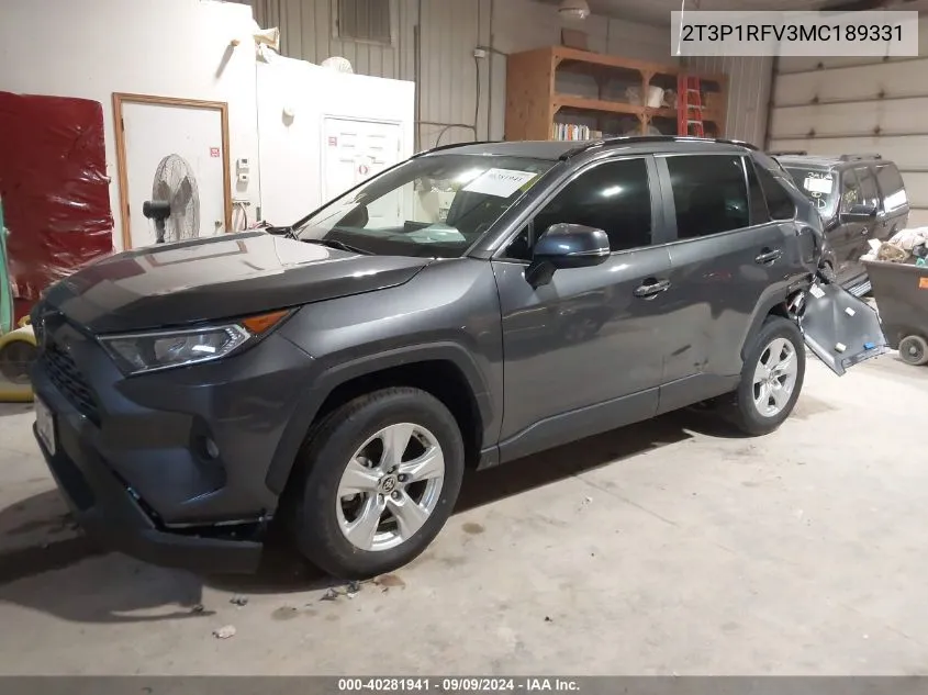 2021 Toyota Rav4 Xle VIN: 2T3P1RFV3MC189331 Lot: 40281941