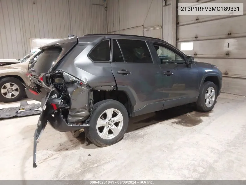 2021 Toyota Rav4 Xle VIN: 2T3P1RFV3MC189331 Lot: 40281941