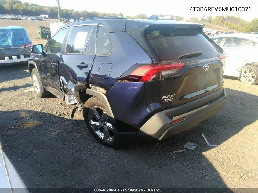 2021 Toyota Rav4 Hybrid Xle Premium/Xse VIN: 4T3B6RFV6MU010371 Lot: 40286504