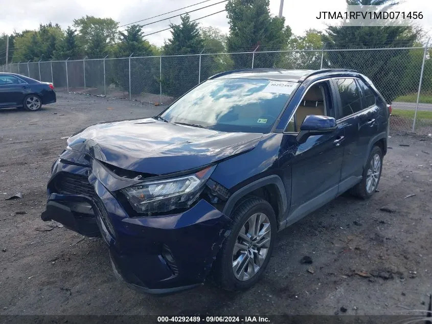 JTMA1RFV1MD071456 2021 Toyota Rav4 Xle Premium