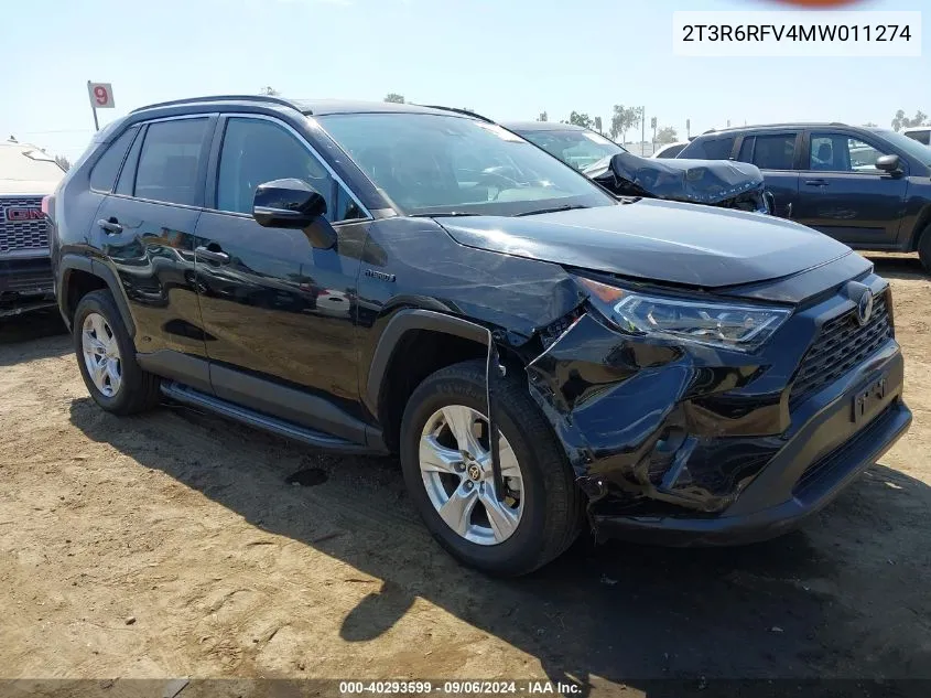 2021 Toyota Rav4 Hybrid Xle VIN: 2T3R6RFV4MW011274 Lot: 40293599