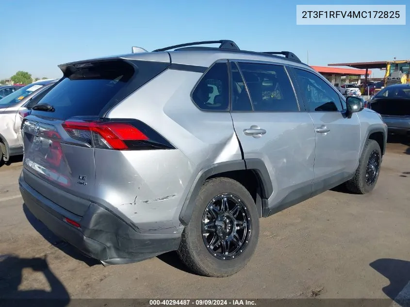 2021 Toyota Rav4 Le VIN: 2T3F1RFV4MC172825 Lot: 40294487