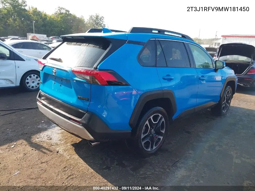 2021 Toyota Rav4 Adventure VIN: 2T3J1RFV9MW181450 Lot: 40297432