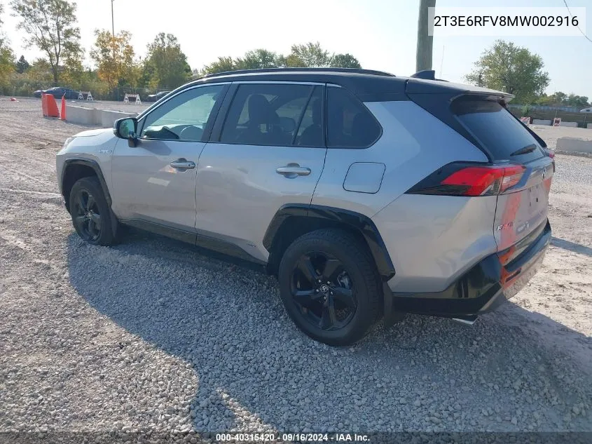 2021 Toyota Rav4 Xse VIN: 2T3E6RFV8MW002916 Lot: 40315420