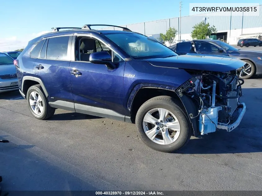 2021 Toyota Rav4 Hybrid Xle VIN: 4T3RWRFV0MU035815 Lot: 40328970