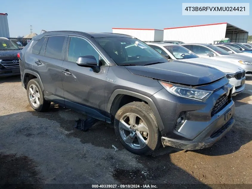 4T3B6RFVXMU024421 2021 Toyota Rav4 Hybrid Xle Premium/Xse