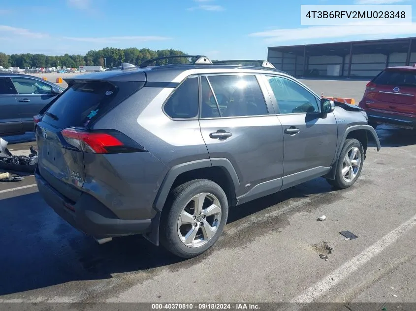 2021 Toyota Rav4 Hybrid Xle Premium VIN: 4T3B6RFV2MU028348 Lot: 40370810