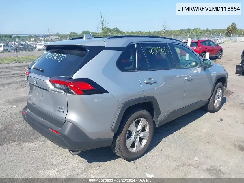 2021 Toyota Rav4 Hybrid Xle VIN: JTMRWRFV2MD118854 Lot: 40373633