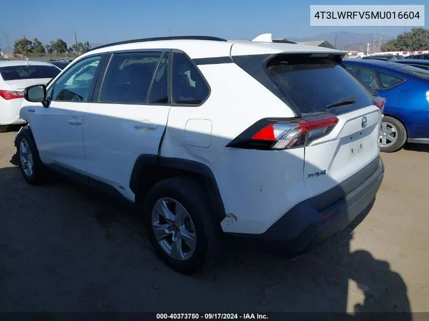 2021 Toyota Rav4 Hybrid Le VIN: 4T3LWRFV5MU016604 Lot: 40373750