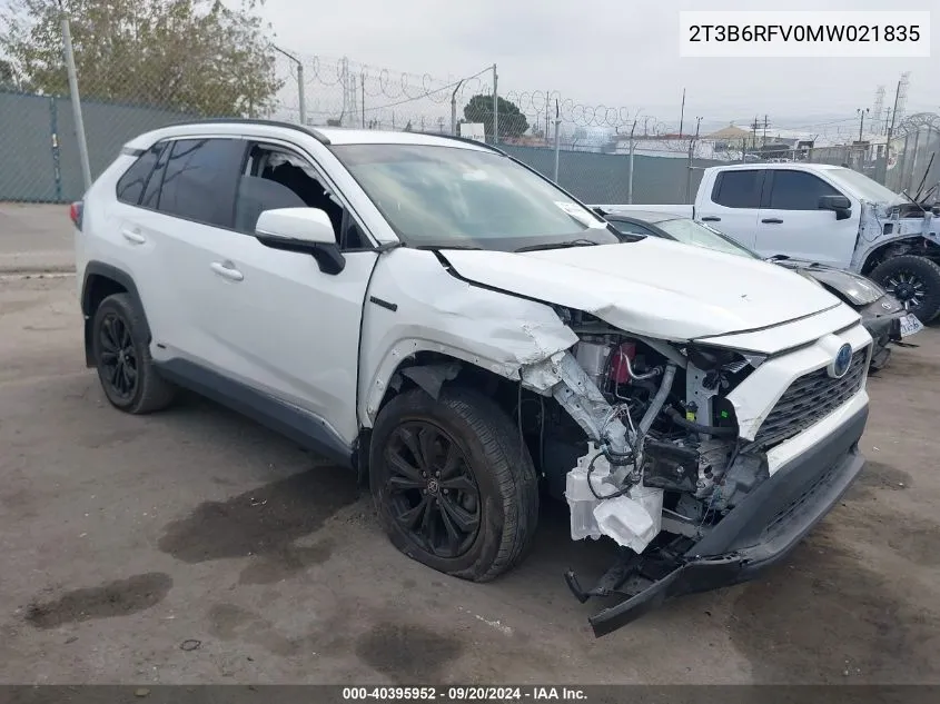 2021 Toyota Rav4 Hybrid Xle Premium VIN: 2T3B6RFV0MW021835 Lot: 40395952