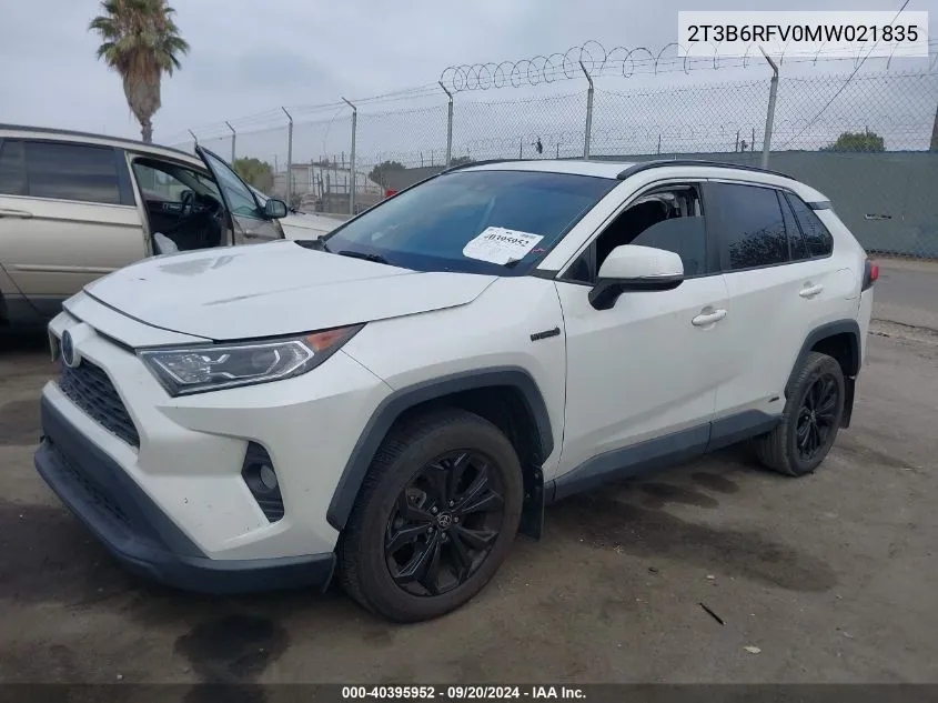 2021 Toyota Rav4 Hybrid Xle Premium VIN: 2T3B6RFV0MW021835 Lot: 40395952