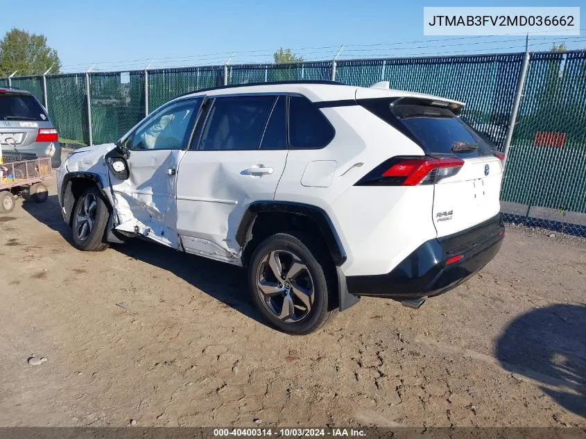 2021 Toyota Rav4 Prime Se VIN: JTMAB3FV2MD036662 Lot: 40400314