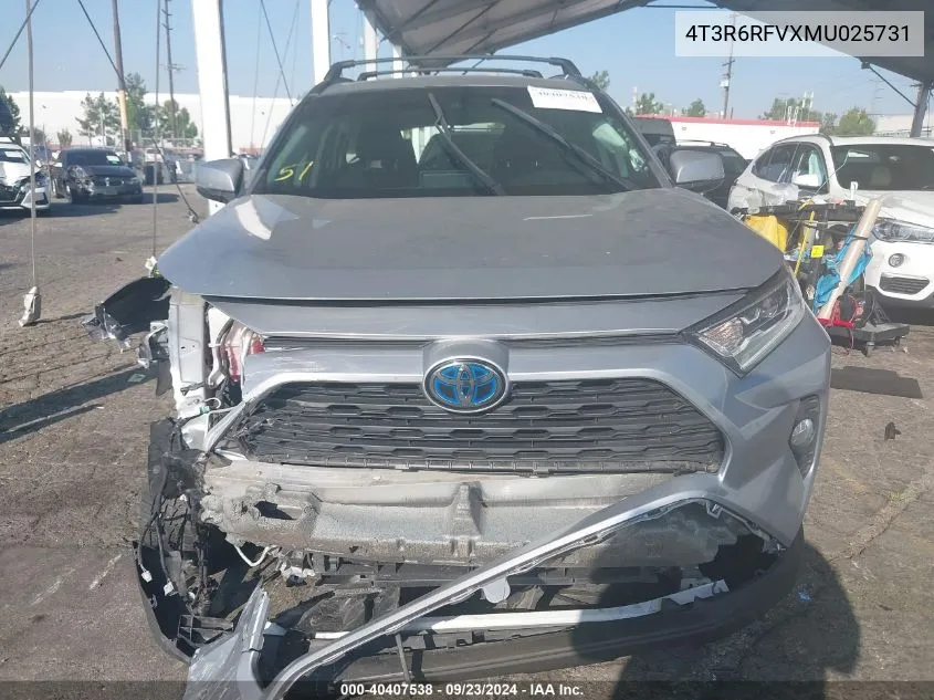 2021 Toyota Rav4 Xle/Xle Premium/Xse VIN: 4T3R6RFVXMU025731 Lot: 40407538