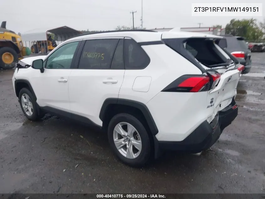 2021 Toyota Rav4 Xle VIN: 2T3P1RFV1MW149151 Lot: 40410775