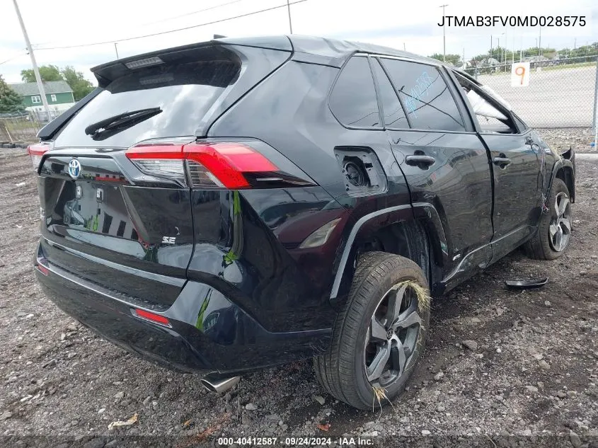 2021 Toyota Rav4 Prime Se VIN: JTMAB3FV0MD028575 Lot: 40412587