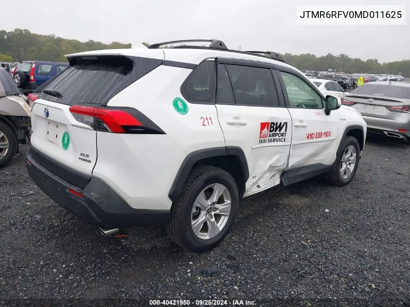 2021 Toyota Rav4 Xle/Xle Premium/Xse VIN: JTMR6RFV0MD011625 Lot: 40421950