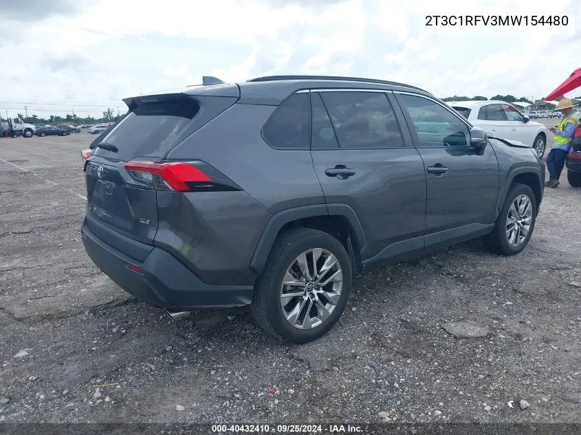 2021 Toyota Rav4 Xle Premium VIN: 2T3C1RFV3MW154480 Lot: 40432410