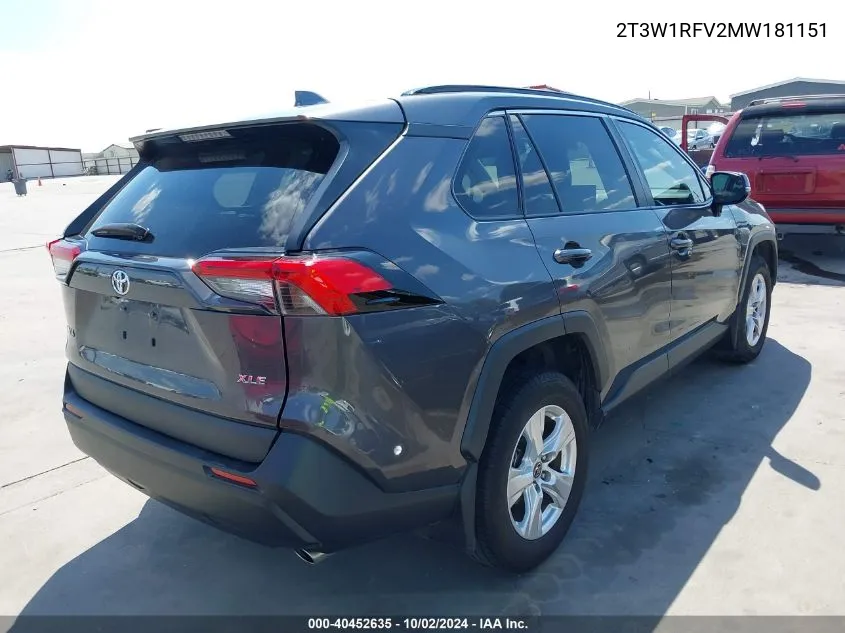 2021 Toyota Rav4 Xle VIN: 2T3W1RFV2MW181151 Lot: 40452635