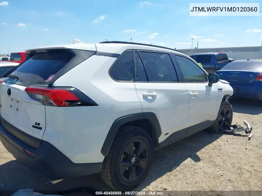 2021 Toyota Rav4 Hybrid Le VIN: JTMLWRFV1MD120360 Lot: 40456958