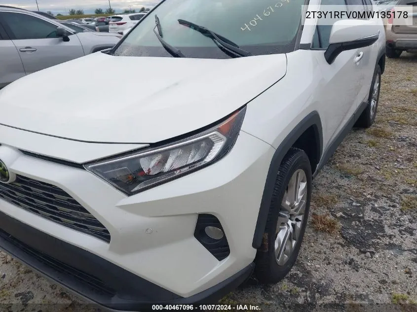 2021 Toyota Rav4 Limited VIN: 2T3Y1RFV0MW135178 Lot: 40467096