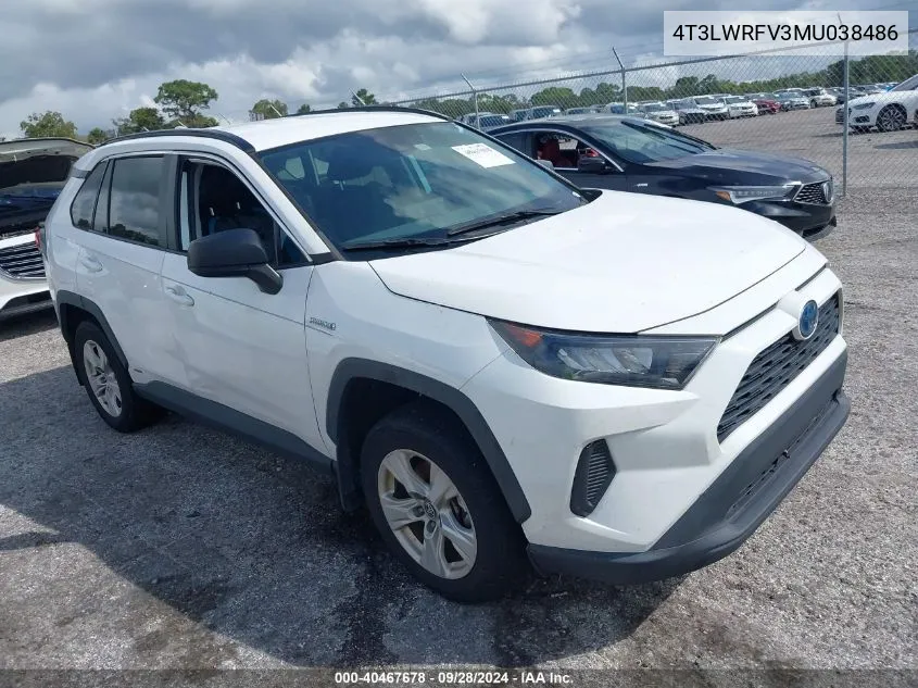 4T3LWRFV3MU038486 2021 Toyota Rav4 Hybrid Le