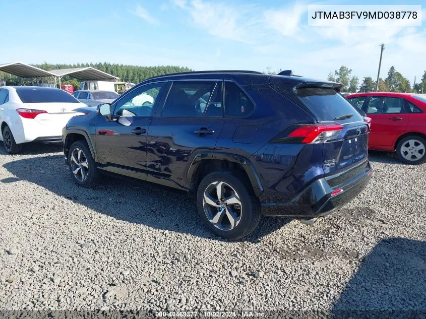 2021 Toyota Rav4 Prime Se VIN: JTMAB3FV9MD038778 Lot: 40469377