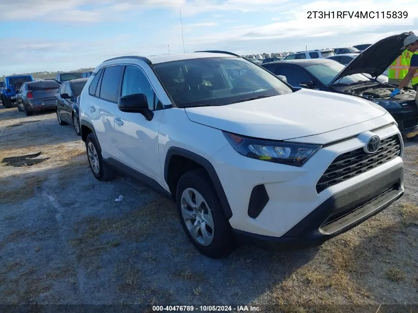 2021 Toyota Rav4 Le VIN: 2T3H1RFV4MC115839 Lot: 40476789