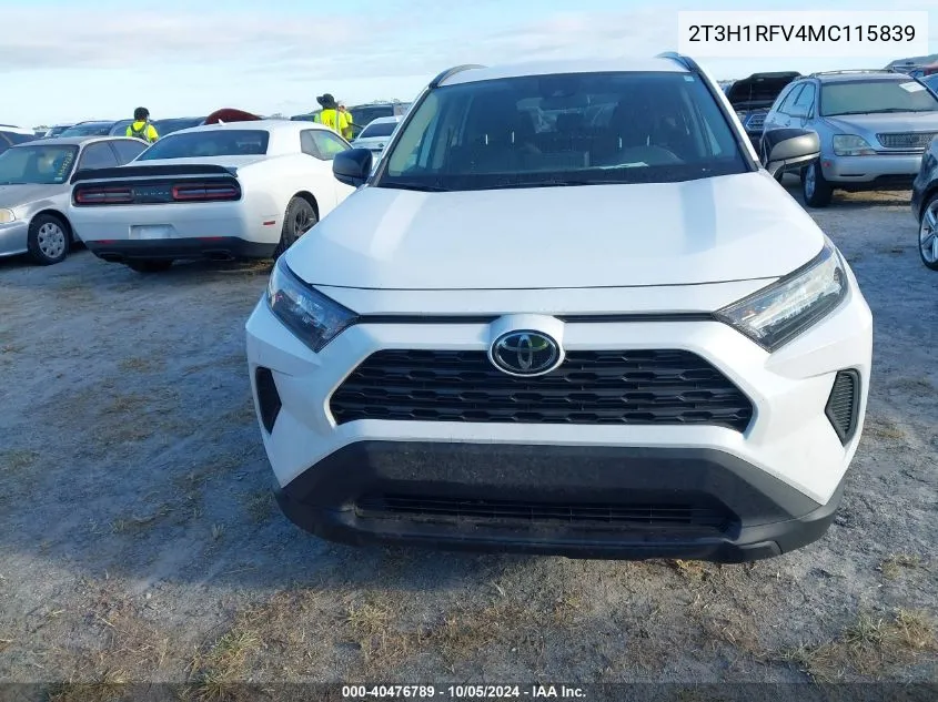 2021 Toyota Rav4 Le VIN: 2T3H1RFV4MC115839 Lot: 40476789