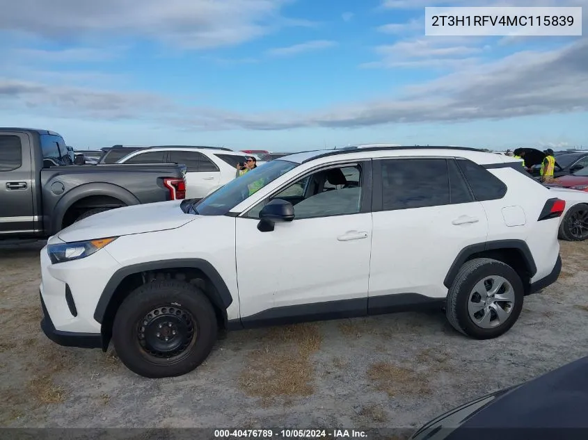 2021 Toyota Rav4 Le VIN: 2T3H1RFV4MC115839 Lot: 40476789