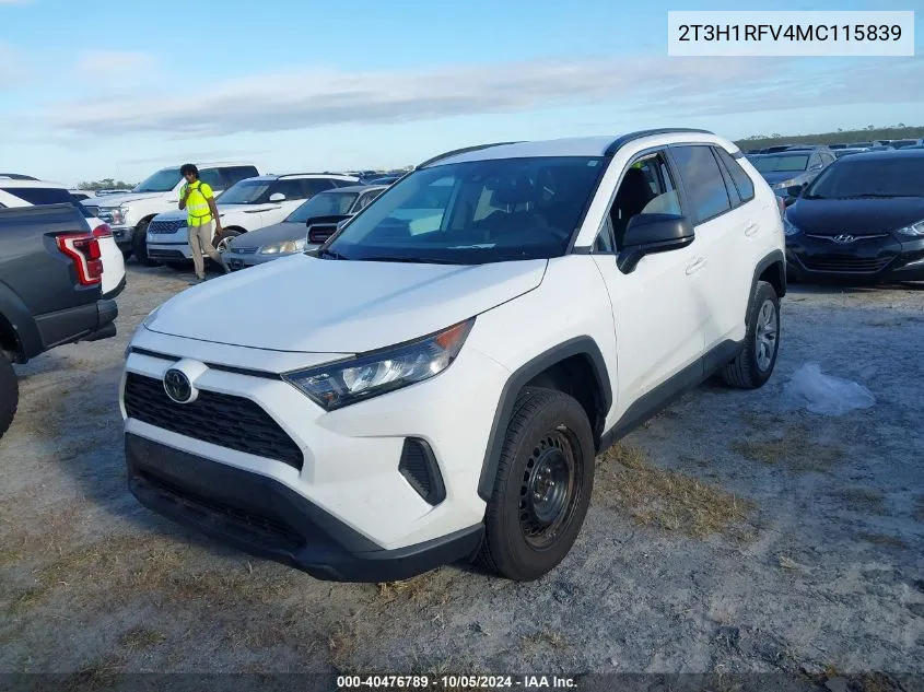 2021 Toyota Rav4 Le VIN: 2T3H1RFV4MC115839 Lot: 40476789