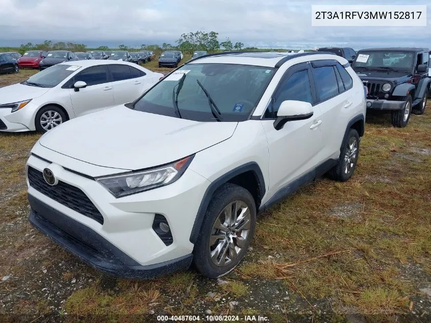 2021 Toyota Rav4 Xle Premium VIN: 2T3A1RFV3MW152817 Lot: 40487604