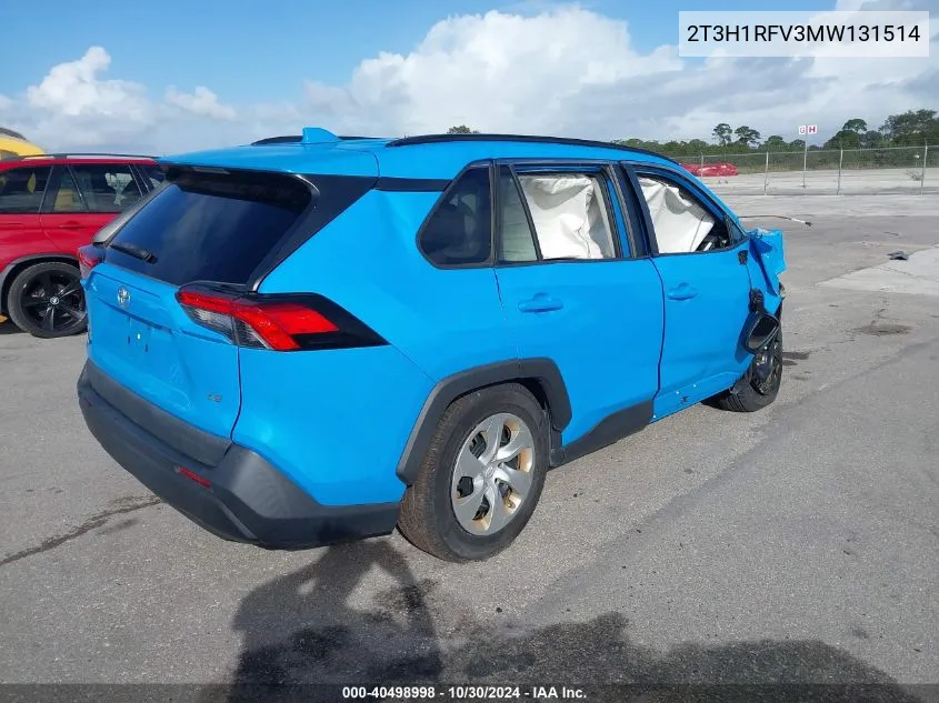 2021 Toyota Rav4 Le VIN: 2T3H1RFV3MW131514 Lot: 40498998