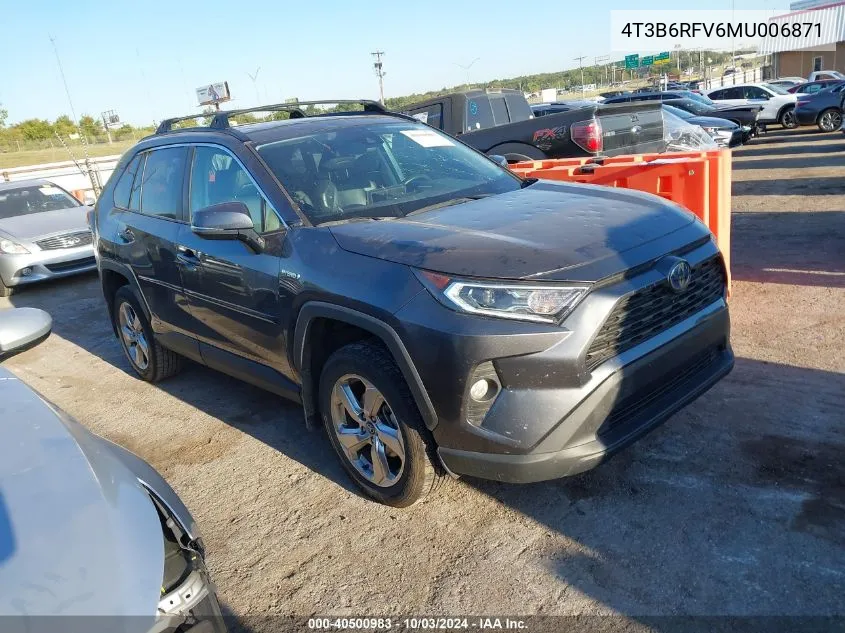 2021 Toyota Rav4 Hybrid Xle Premium VIN: 4T3B6RFV6MU006871 Lot: 40500983