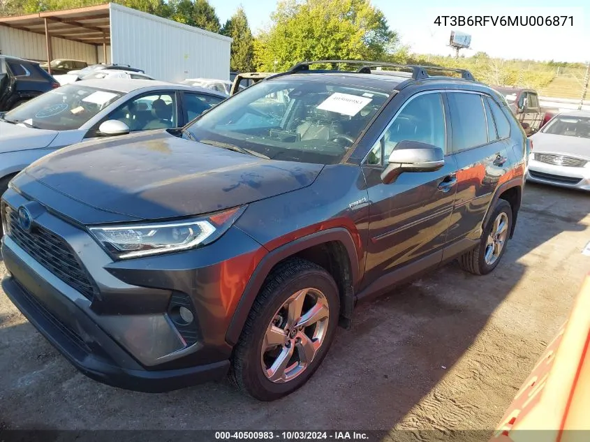 2021 Toyota Rav4 Hybrid Xle Premium VIN: 4T3B6RFV6MU006871 Lot: 40500983