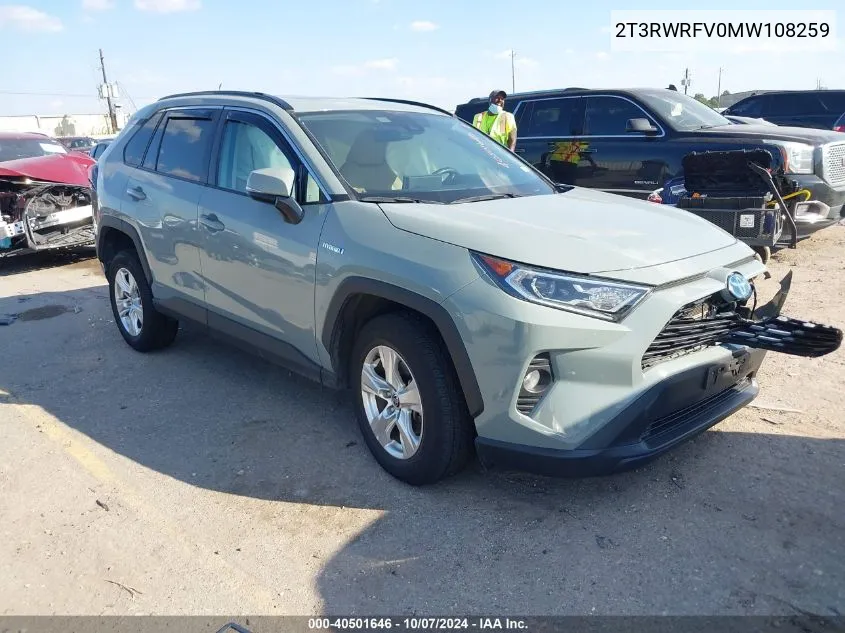 2021 Toyota Rav4 Hybrid Xle VIN: 2T3RWRFV0MW108259 Lot: 40501646