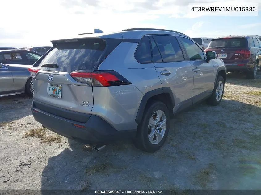 2021 Toyota Rav4 Hybrid Xle VIN: 4T3RWRFV1MU015380 Lot: 40505547