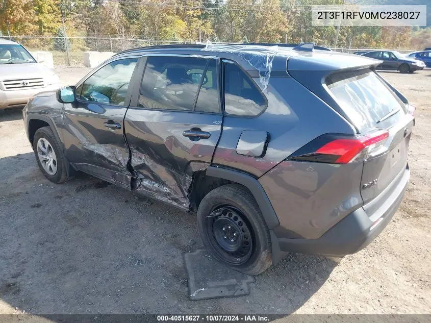 2021 Toyota Rav4 Le VIN: 2T3F1RFV0MC238027 Lot: 40515627