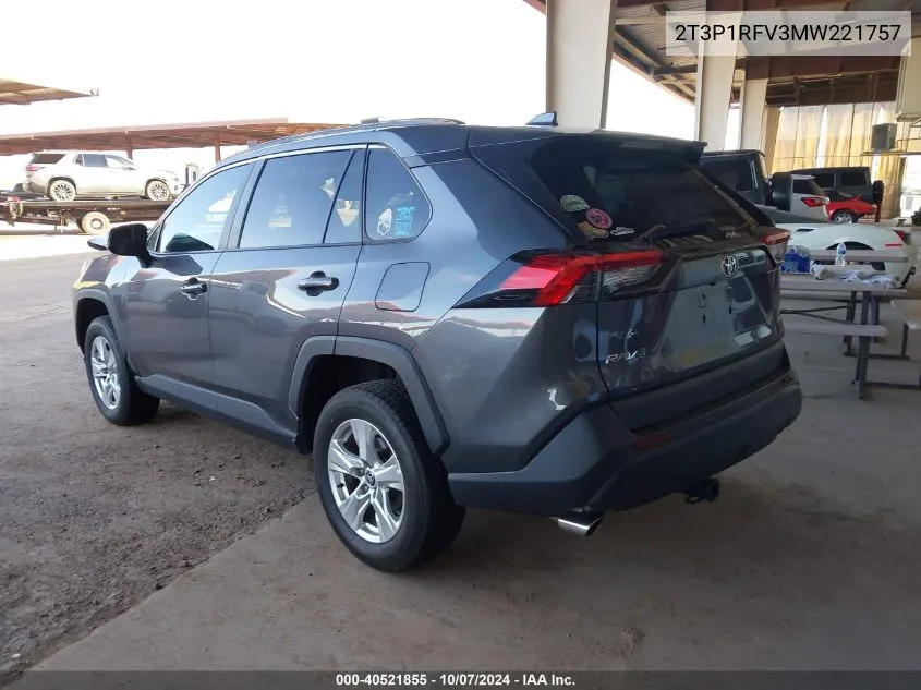 2021 Toyota Rav4 Xle VIN: 2T3P1RFV3MW221757 Lot: 40521855