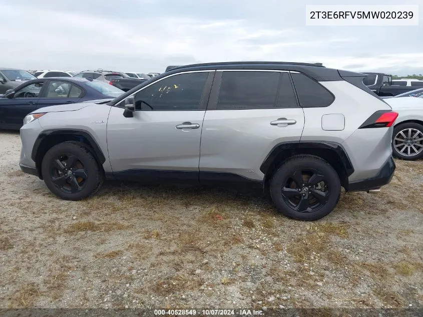 2021 Toyota Rav4 Hybrid Xse VIN: 2T3E6RFV5MW020239 Lot: 40528549